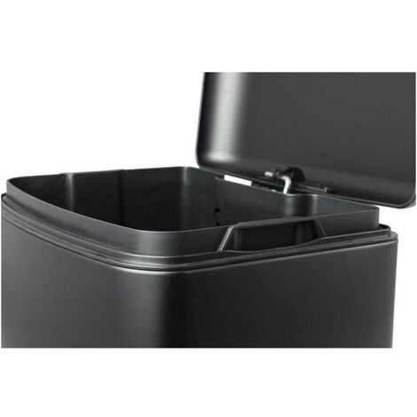 Poubelle de cuisine à pédale GREENWICH Noir Acier inoxydable 40 L
