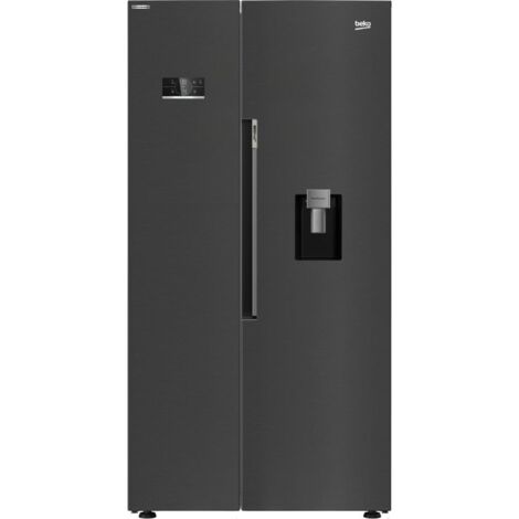 Beko – Réfrigérateur américain 91cm 576L nofrost noir – Froid ventilé – Classe E – 38 dB – Distributeur d'eau et glaçons - GN163241DXBRN
