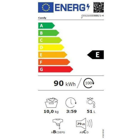 Lave-linge frontaux 10kg CANDY 1200tr/min 60cm E, CANCS129TMBBE47