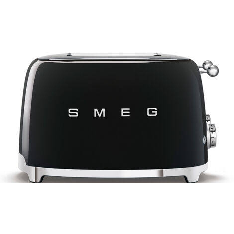 Smeg – Grille-pain 4 fentes 950W noir – 6 niveaux de brunissement – 3 fonctions : réchauffage, décongélation, bagel – Acier inoxydable - tsf03bleu