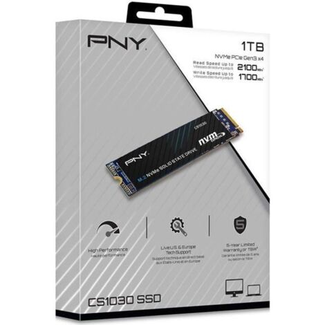 SSD PNY CS1030 M.2 NVMe 1TB – Vitesse de lecture jusqu'à 2000 Mo/s – Idéal pour gaming et applications lourdes