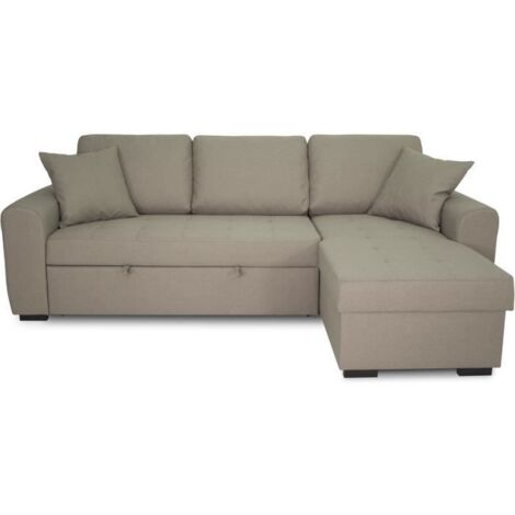 Canapé d'angle convertible réversible 4 places - Tissu beige - 244 x 151 x 90 - HAMILTON - AUCUNE (1/5)