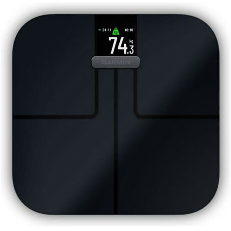 Balance connectée Garmin Index S2 Black – Alimentation par 4 piles AAA – Synchronisation Wi-Fi et Bluetooth – Écran couleur haute résolution