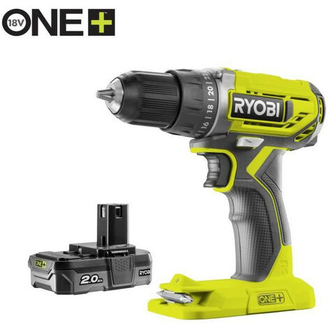 RYOBI Perceuse Visseuse - R18DD2-220S - 18V One Plus - 2 batteries 2,0Ah - 1 chargeur