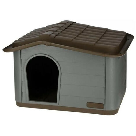 Maisonnette pour chat en plastique recyclé – 60 x 51 x 41 cm – Gris et marron – Montage facile et entretien rapide – Kerbl (1/5)