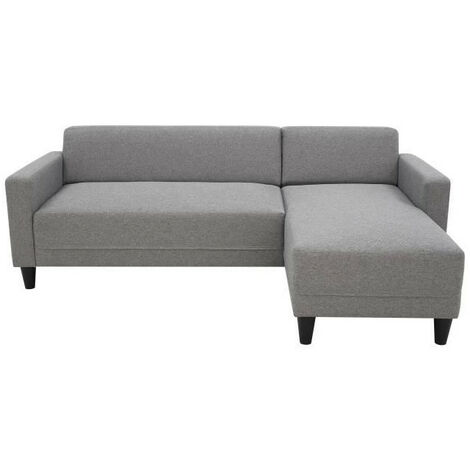 Canapé d'angle fixe 4 places BOB - Tissu souris - Réversible - L 197 x P 117 x H 65 cm (1/5)