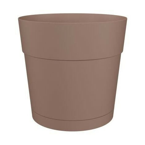 Pot a fleurs et plantes rond CAPRI LARGE - Plastique - Réservoir d'eau -  diametre 35 cm - Taupe - ARTEVASI