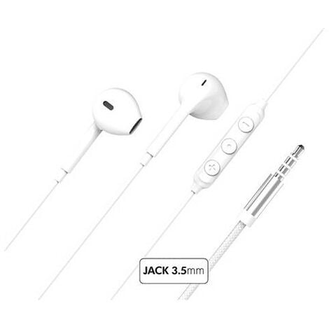 Ecouteurs avec fil Force Play KP Bouton Jack 3.5mm Blanc