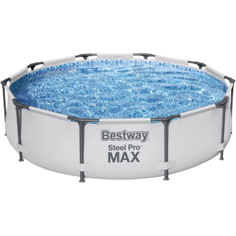 Bestway Piscine hors sol tubulaire ronde Bestway Steel Pro Max 305 x 76 cm gris clair
