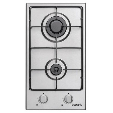 Oceanic – Plaque de cuisson gaz 2 feux – Largeur 20 cm – Puissance 4 kW – Allumage manuel – Design inox