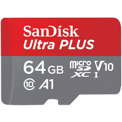Carte mémoire micro SDHC et SDXC SanDisk Ultra PLUS UHS I Class 10 64 Go + Adaptateur SD