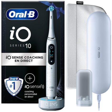 Brosse à dents électrique Oral B IO 10 Blanche Connectee Bluetooth + Pochette