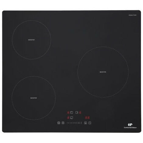 Continental Edison – Plaque induction 59 cm 3 foyers – Puissance 7200W – Surface en verre noir – Commandes tactiles – Compatible avec tous les types de casseroles - CETI3B3T2 (1/5)