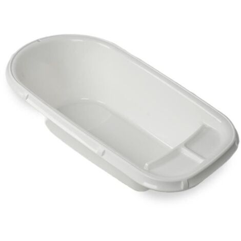 Baignoire bébé luxe 86 cm x 46 cm x 25,5 cm – Polyéthylène rigide – Avec bouchon de vidange – Blanc muguet – Thermobaby
