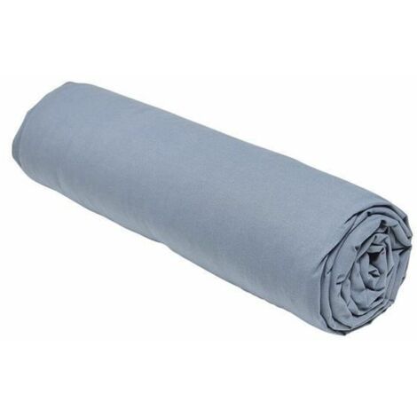 Drap housse TODAY Essential - 140 x 190 cm - 2 personnes - 100% Coton uni - Denim (1/3)