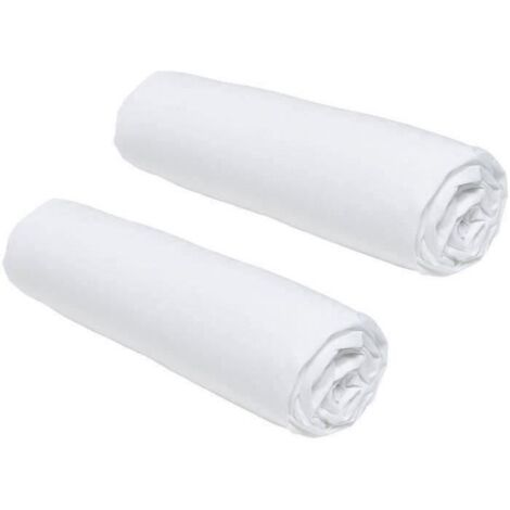 Drap housse TODAY Essential lot de 2 140 x 190 cm blanc Craie coton 100% (1/2)