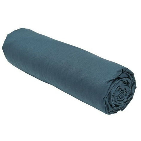 Drap housse TODAY Essential - 160 x 200+23 cm - 2 personnes - 100% Coton uni - Paon (1/3)