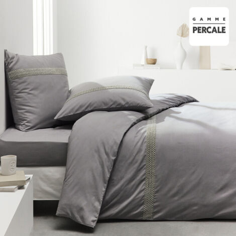 Today Prestige parure de lit gris 240x260 cm coton