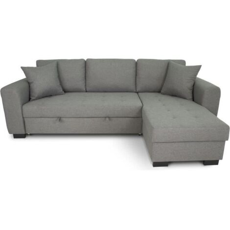 Canapé d'angle convertible réversible 4 places - Tissu gris clair - Contemporain - L 244 x P 151 x H 90 - HAMILTON (1/5)