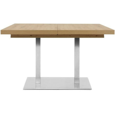 Les Tendances – Table à manger extensible 120-200 cm – Plateau chêne artisan – Pieds aluminium – Hauteur 75 cm – Pour 6 à 8 personnes (1/5)