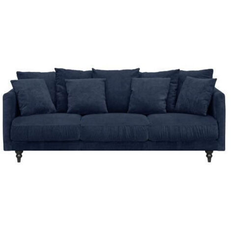 CONSTANCE Canape droit fixe 4 places - Tissu bleu - Classique - L 212 x P 93 cm (1/5)