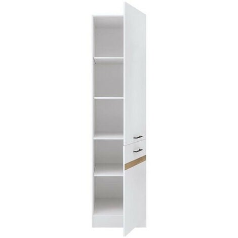 JUNONA Colonne de cuisine 2 Portes ouverture droite - L 50 x H 196 x P 46 cm - Blanc brillant
