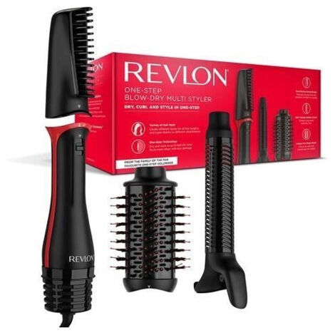 Revlon RVDR5333E Brosse chauffante noir, rouge avec fonction boucleur