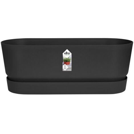ELHO Jardiniere ovale GREENVILLE - Ø49 x 19,8 x 18,4 cm - Plastique recyclé - Résistant au gel - Noir
