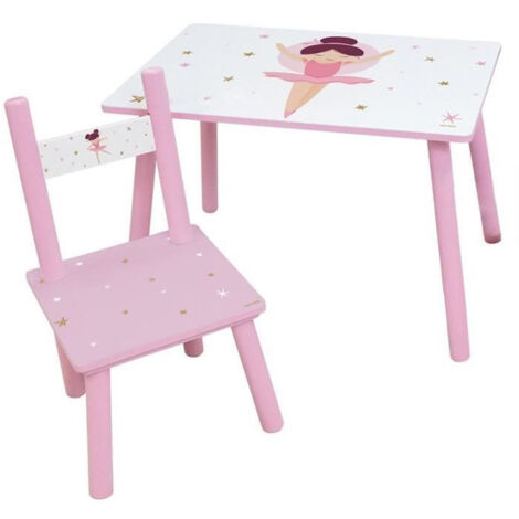 FUN HOUSE Danseuse Ballerine Table H 41,5 cm x l 61 cm x P 42 cm avec une chaise H 49,5 cm x l 31 cm x P 31,5 cm - Pour enfant (1/4)