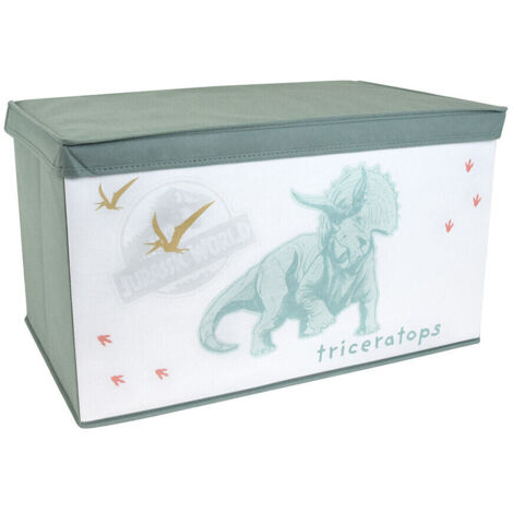 Coffre à jouets Jurassic world vert, en tissus pliable pour enfant