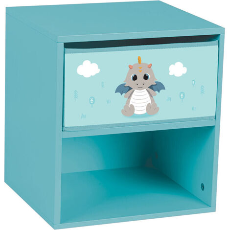 Table de chevet Léon le Dragon pour enfant avec tiroir H.36 X L.33 X P.30 cm (1/2)