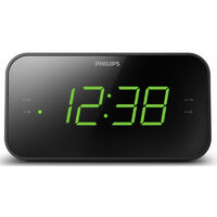 Philips – Radio réveil numérique FM avec alarme double – Affichage LED blanc – Réinitialisation d'alarme 24h – Arrêt programmé 15/30/60/90/120 min
