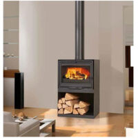 Godin – Poêle à bois Clairvoy 7kW – Habillage acier peint noir – Corps de chauffe fonte – Combustion haute performance – Raccordement dessus Ø 150mm