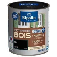 Ripolin – Peinture bois satin haute protection 10 ans – Résistante aux chocs et au lessivage – Application directe sans sous-couche – Noir