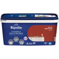 RIPOLIN Peinture mur, RIPOLIN cuisine et bain, 2 litres, rouge terracotta satin