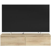 Meuble TV 2 tiroirs a suspendre ou a poser - LEVIATHAN - Décor Chene - 138,5 x 40 x 29 cm - PARISOT