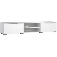 Meuble TV - MATCH - Blanc laqué brillant - 2 tiroirs, une niche - 172,7 x 39,9 x 33,1 cm