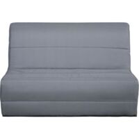 Canapé convertible 2 places tissu gris – Dimensions L 140 x H 94 x P 55 cm – Matelas mousse haute densité 12 cm – Antiacarien et antibactérien – Dunlopillo