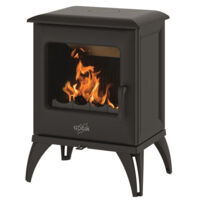 Godin – Poêle à bois fonte 5kW – Double combustion – Évacuation des fumées Ø125mm – Flamme verte 7 étoiles – 388146000053