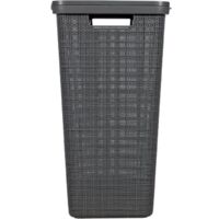 Panier à linge Curver avec couvercle aspect jute 58L Gris foncé