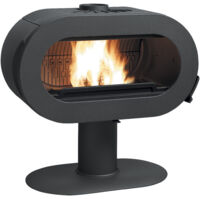 Invicta – Poêle à bois 10 kW – Fonte 100% – Longueur bûches 60 cm – Rendement 76% – Autonomie 8h – Évacuation des fumées dessus