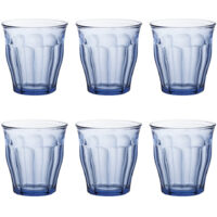Duralex – Lot de 6 verres à eau 25 cl – Verre trempé teinté bleu marine – Résistance aux chocs et thermiques jusqu’à 130 °C – Compatible micro-ondes et lave-vaisselle