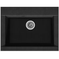 Evier cuisine à encastrer 1 bac sans égouttoir – Résine noire – Dimensions 66 x 50 cm – Réversible – Vidage manuel Ø90 mm – Stradour