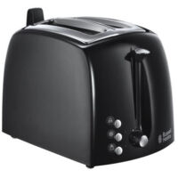 Russell Hobbs – Grille-pain 850W – Fentes larges pour tous types de pain – Fonctions décongélation et réchauffage – Niveau de brunissage variable – Noir