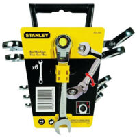 Stanley – Clé mixte à cliquet 6 pièces 8-19 mm – Acier chrome vanadium – Angle de reprise 5° – Traitement anti-corrosion