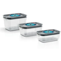 BOSCH - 3 boites de conservation sous vide hermetiques : 0,7L, 1,0L et 1,5L - Bac degouttement - Indicateur jour et mois - Trita
