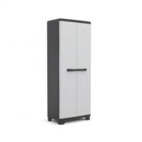 Armoire d'atelier 68 x 39 x 173 cm – 3 étagères réglables – Charge 10 kg par étagère – Cadenassable – Noir et gris – KIS