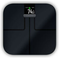 Pèse-personne électronique connecté – Balance Wi-Fi avec écran couleur – Mesure poids, IMC, masse graisseuse – Alimentation 4 piles AAA – Garmin