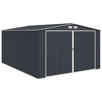 Garage en métal 18,2 m² – Dimensions 380 x 480 x 232 cm – Panneaux en acier galvanisé – 2 portes coulissantes et 1 porte latérale