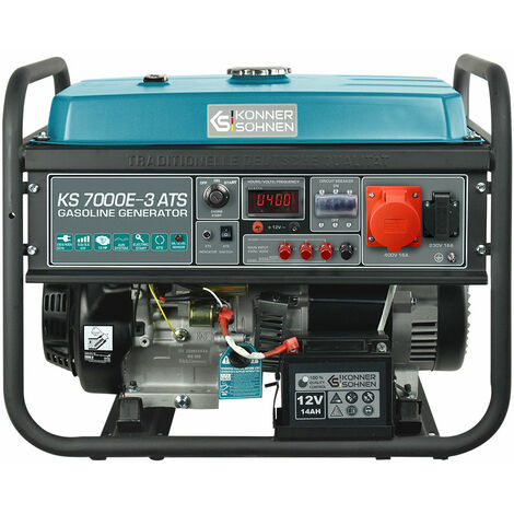 Könner & Söhnen – Groupe électrogène essence 5,5 kW triphasé 400V – Système ATS automatique – 17h d'autonomie – Moteur 4 temps 13 ch – 80,8 kg - 7000E-3 (1/5)